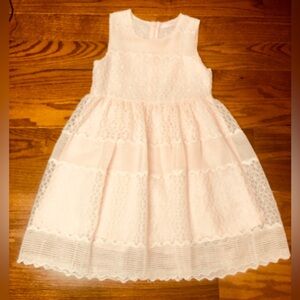 Girls Pink Lace Ruffled Tiered A-line Kids Dress
Size 8